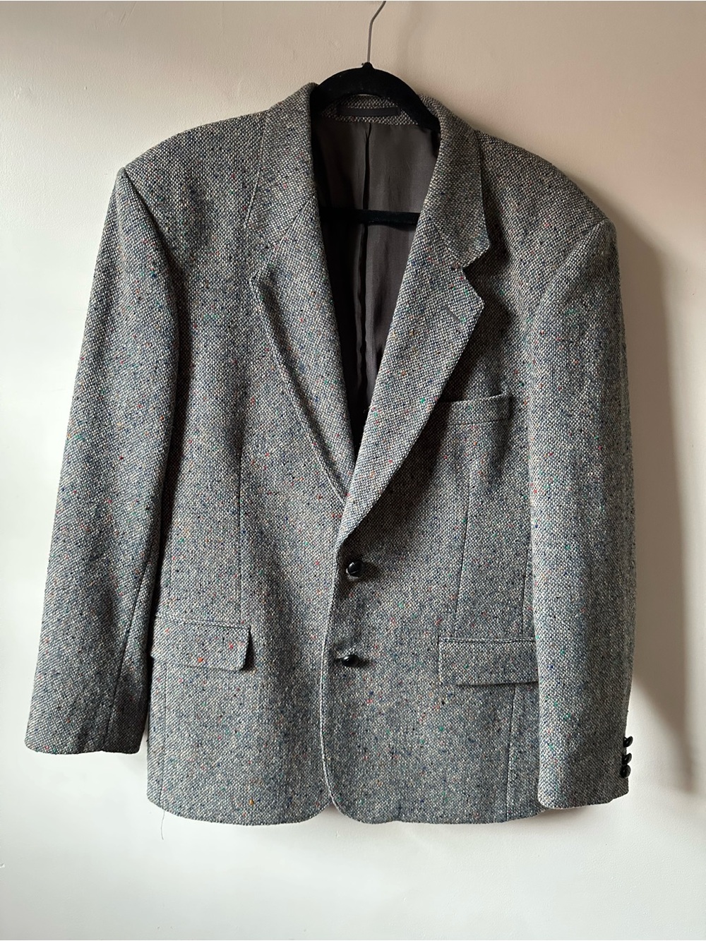 Vintage Pure New Wool John Malloy Donegals Tweed Heather Gray Blazer 42